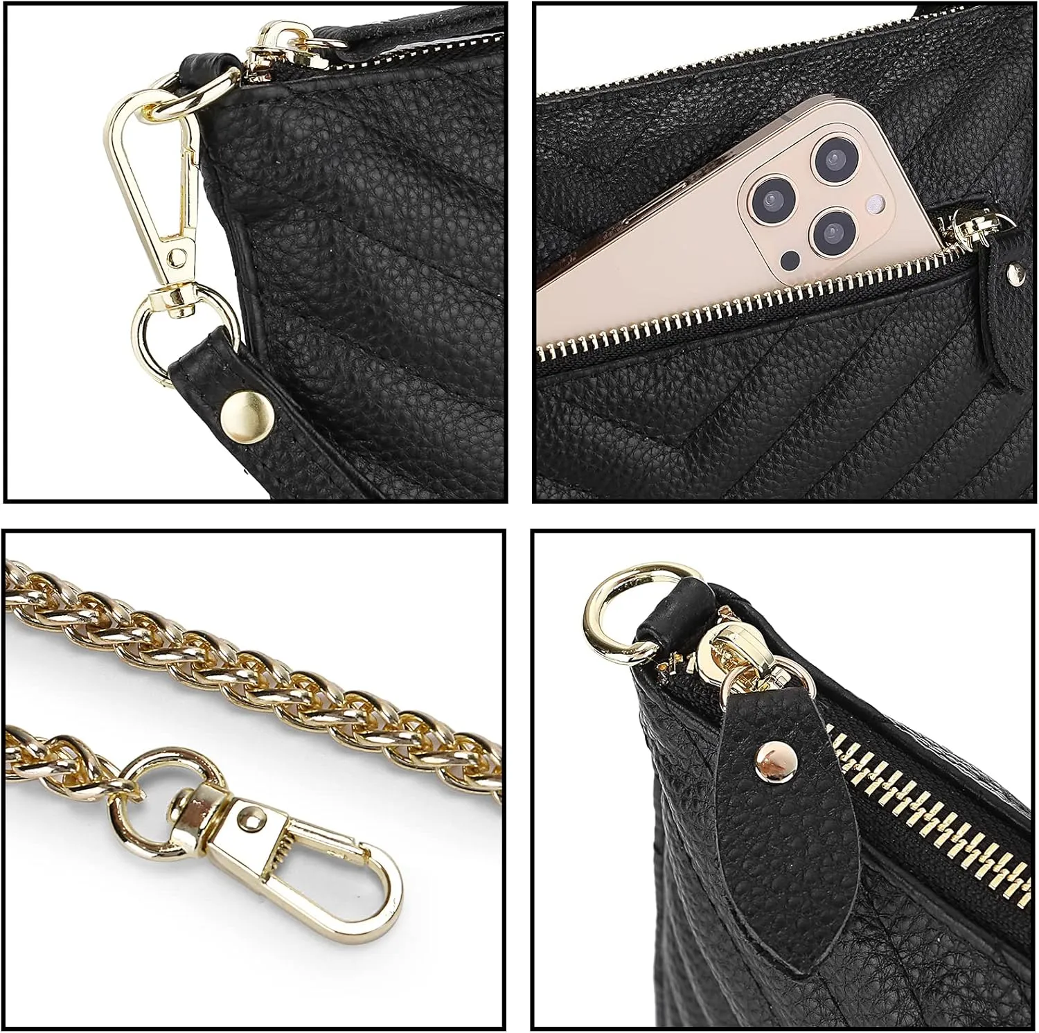 YALUXE Genuine Leather Wristlet Handbags Purses Cell Phone Pocket Clutch Wallet Crossbody Bags for Women